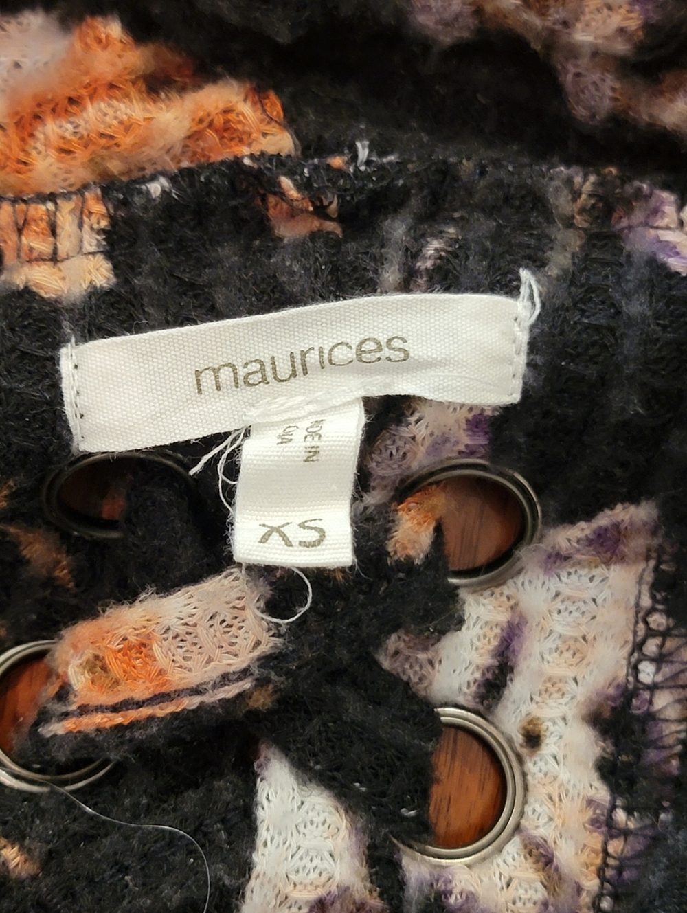 Maurices Black Floral Cowl Neck Sweater Extra Small Lace Up Back - Picture 8 of 11